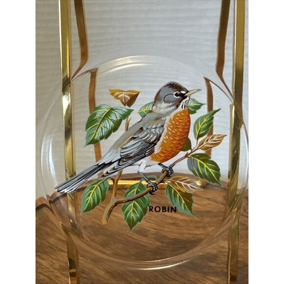 Birds painted On Clear Glass Plates Robin Goldfinch Blue Jay Tufted Titmouse - Picture 2 of 15